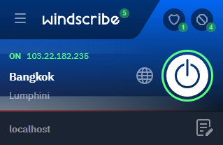 Windscribe verbunden und einsatzbereit
